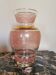 Vintage rose vase, gold and white polka dots.
