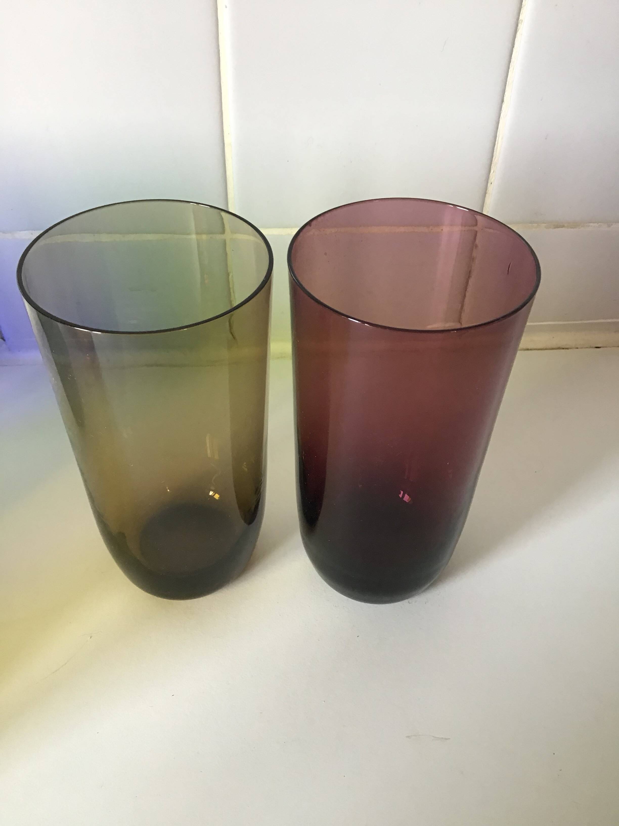 6 colored orangeade glasses