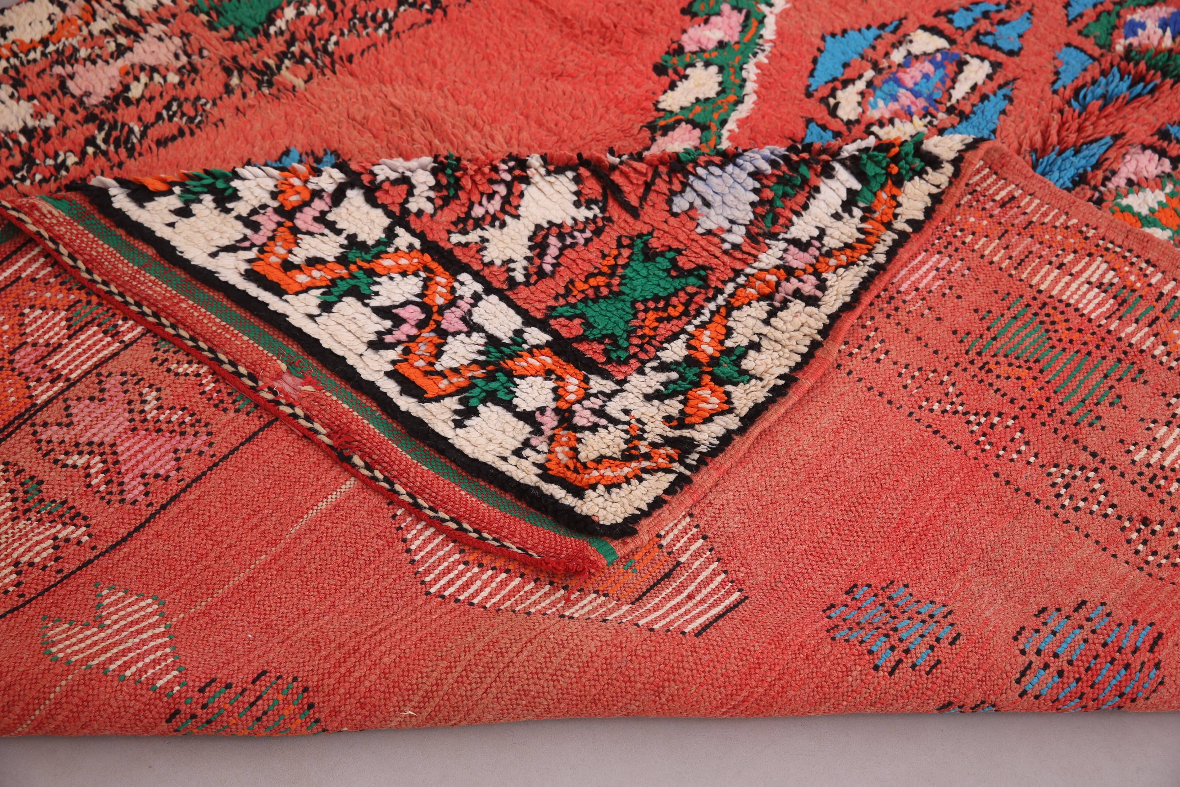 Red Vintage Moroccan rug 186 x 362 cm - Berber Wool Rug - Handmade Rug Boho