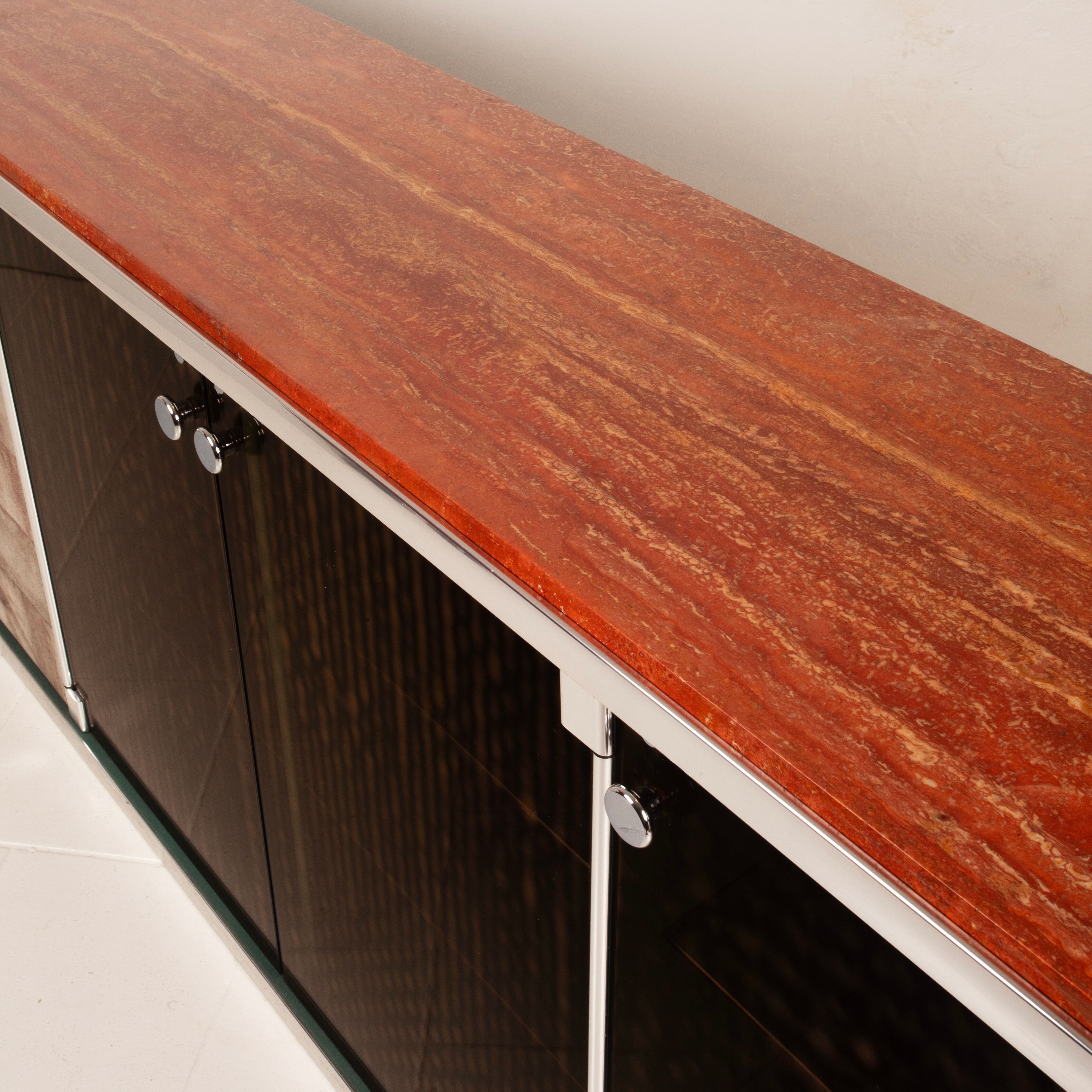 Guido Faleschini Astro Marble and Leather Sideboard for i4 Mariani 1979