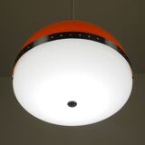 Large Italian pendant light (diameter 50 cm) orange and white Space Age 1960s