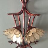 Pair of vintage appliques in metal and mother-of-Pearl