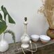 White and gray marble lamp base