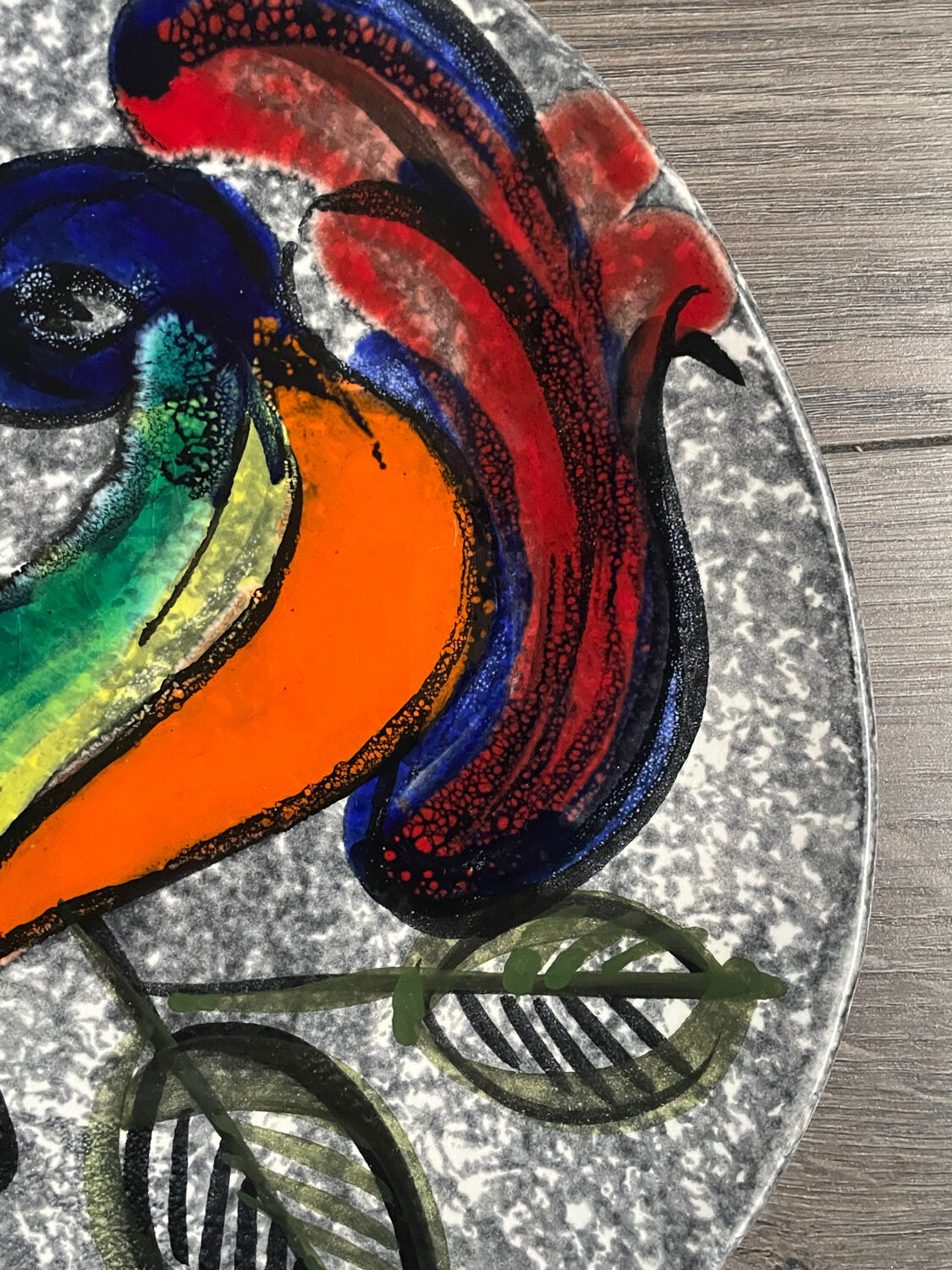 Set of 6 hand-painted ceramic plates – Modernist style