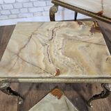 Regency style nesting tables onyx and brass
