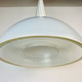 Perforated metal suspension holophanous glass