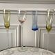 Set of 10 very high champagne flutes in colored glass 70s
