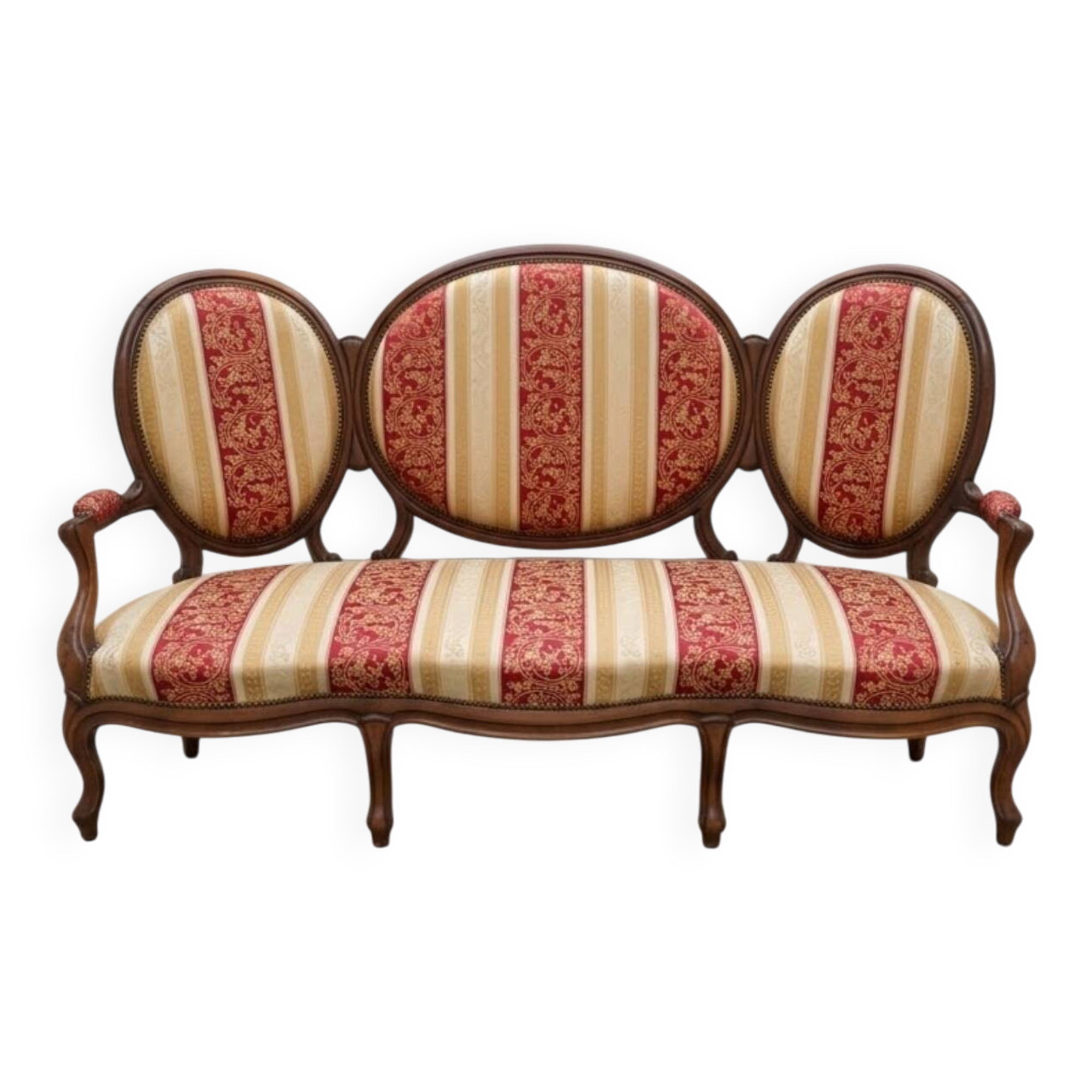 Exceptional Three-Seater Sofa Napoleon III - Triple Medallion - Style