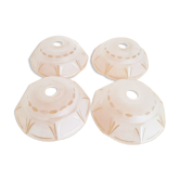 French Vintage Retro Set of 4 Patterned Lampshades in Opaque White and Clear Glass 3417