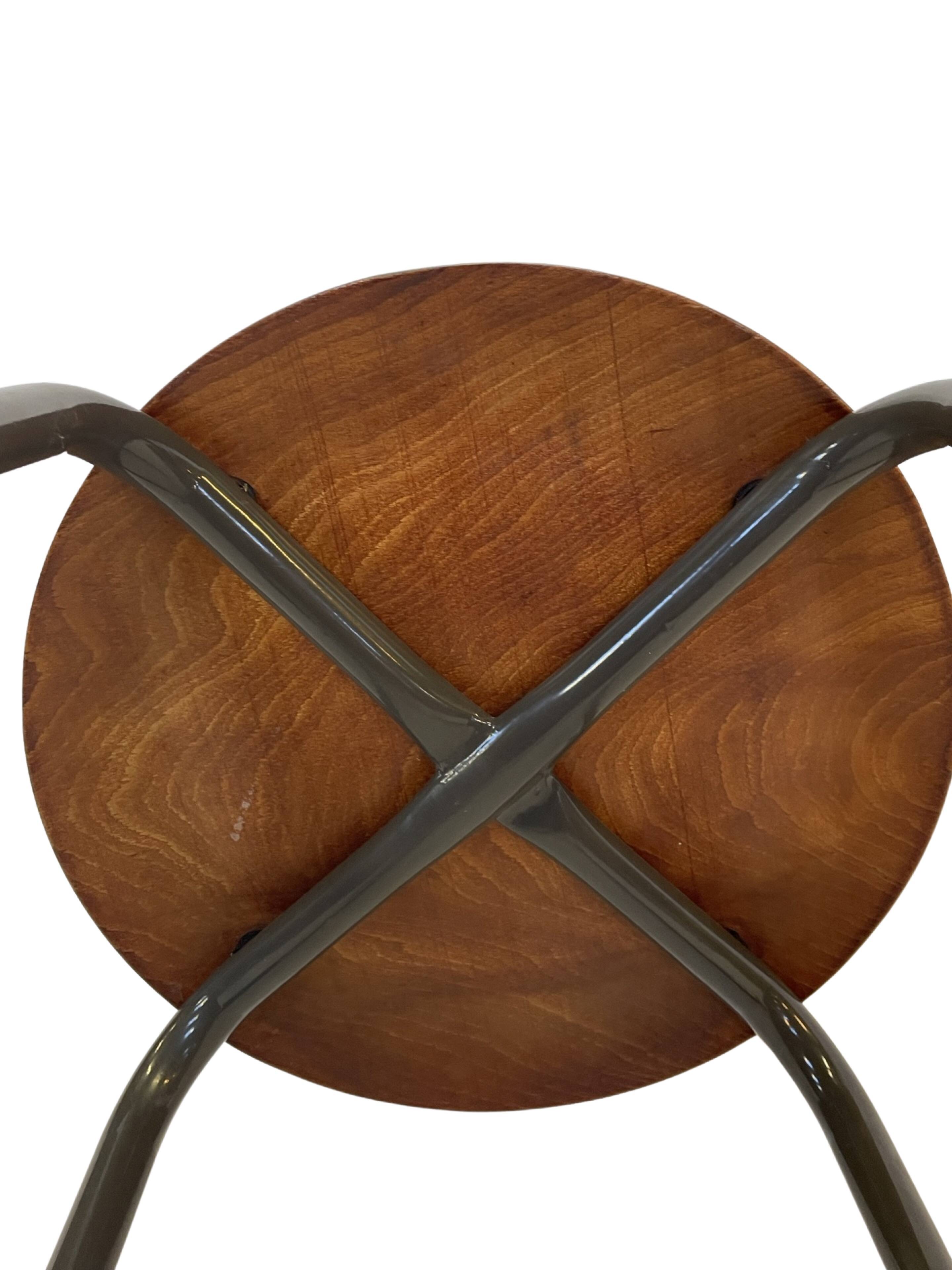 Vintage school stool, 1970s industrial design, Dutch minimalist