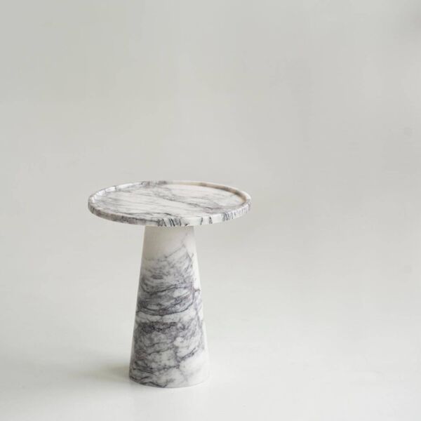 Table d'appoint à cône en marbre blanc Lilas