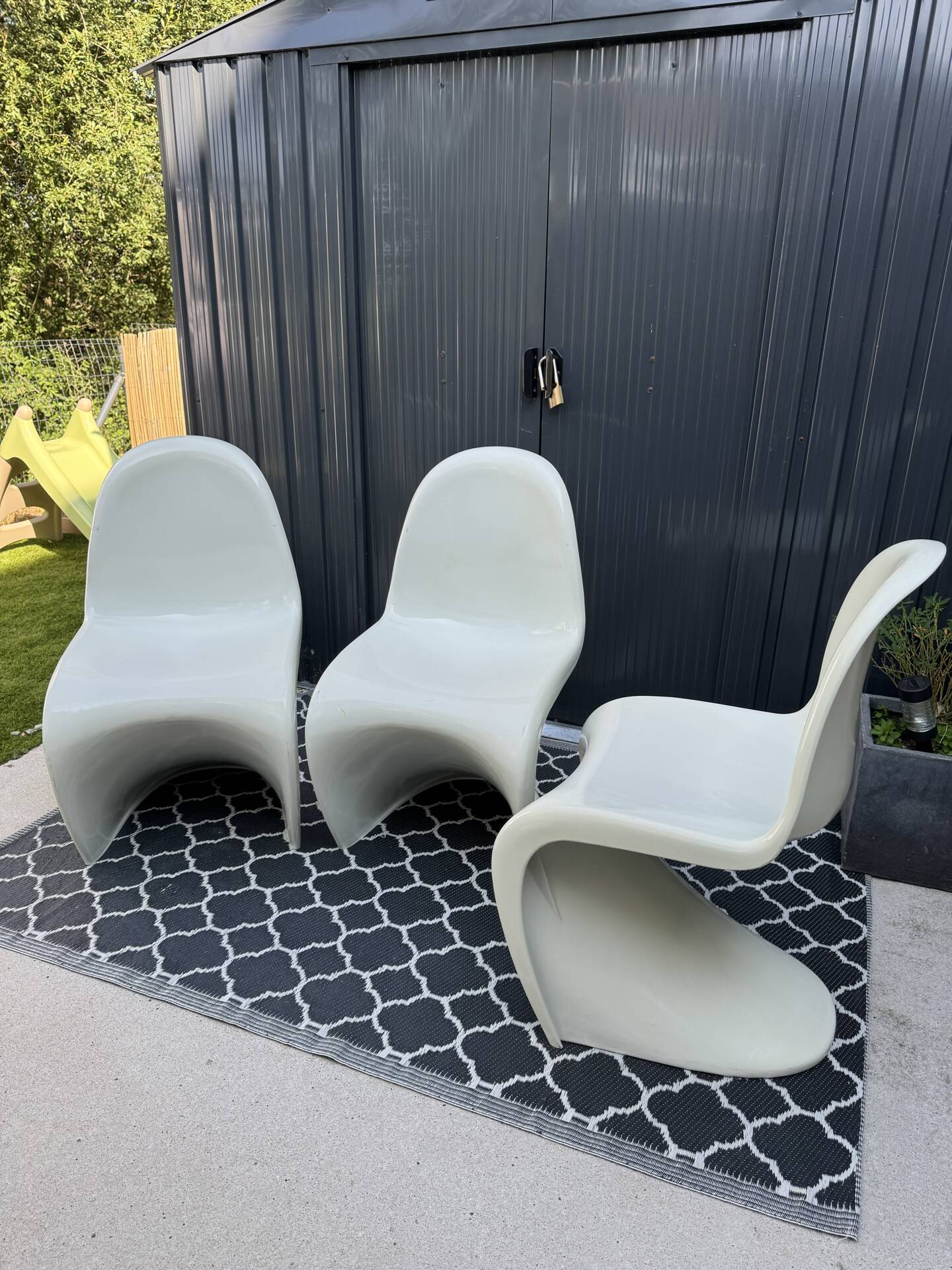 Lot de 3 chaises S vintage blanches dans le style Panton chair - Vitra