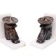 Vintage Onyx and White Marble Bookends, Sombrero Design, Mexico, 1970s