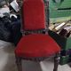 Baroque style chair in monogrammed wood and red velvet fabric