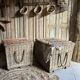 Old wicker moving trunk
