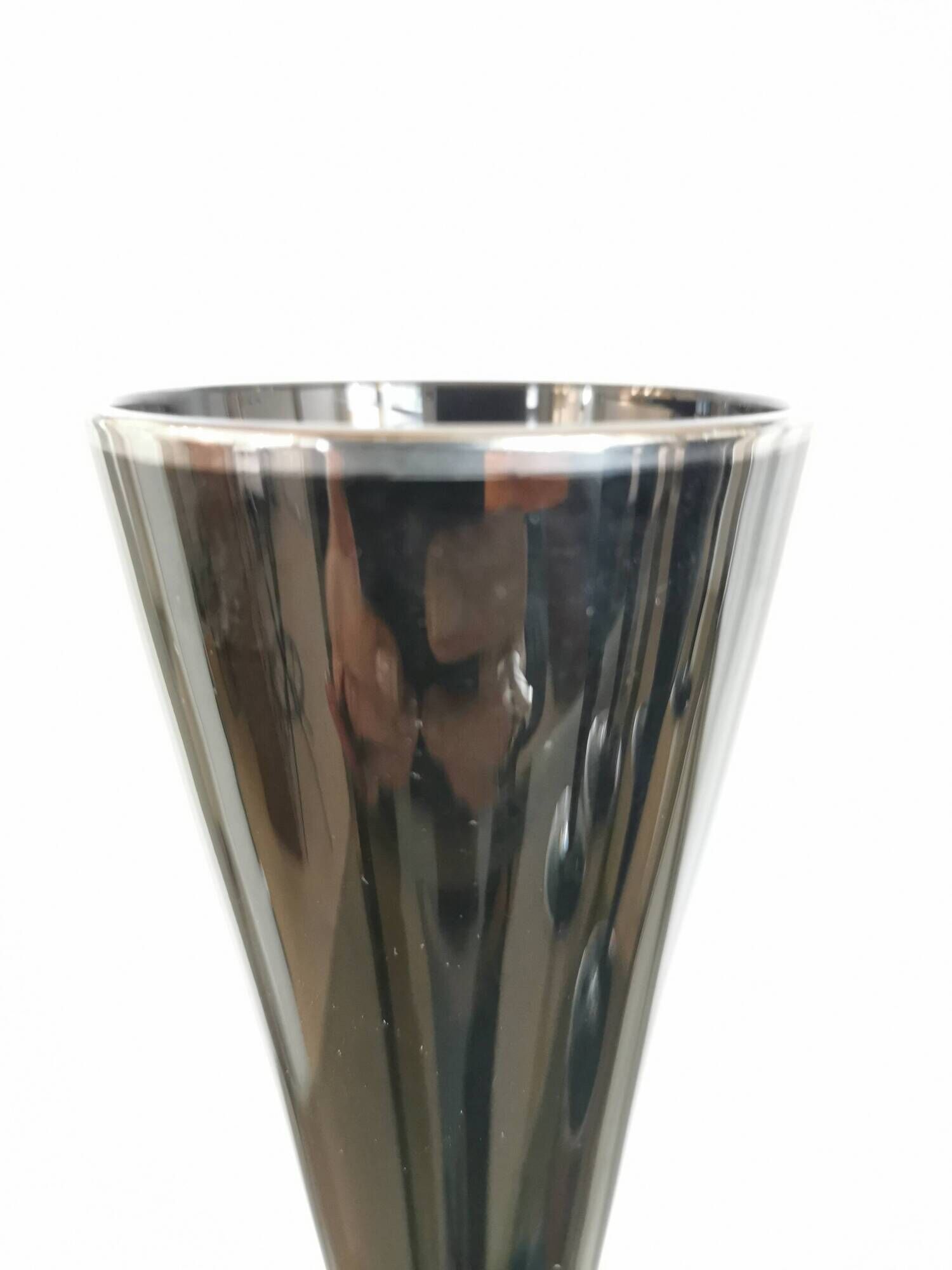 Service de 6 grandes flûtes vintage signées noires et argent