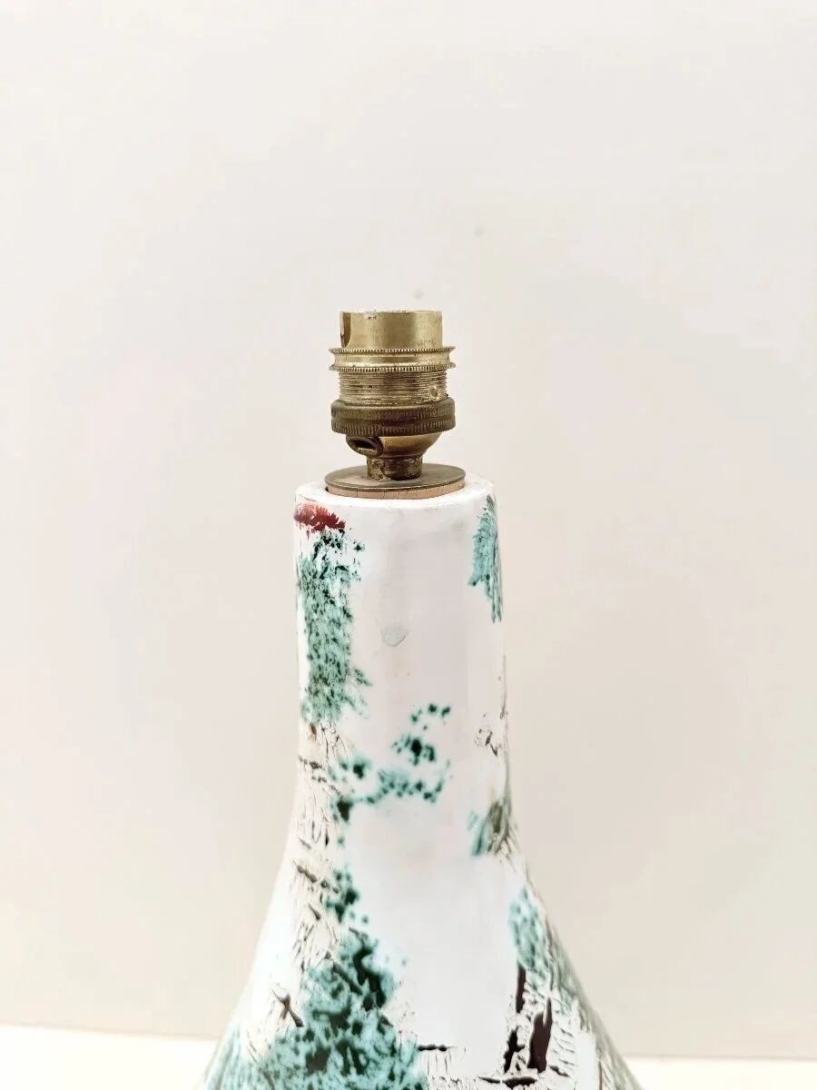 Pied de lampe en céramique émaillée signé, vers 1970