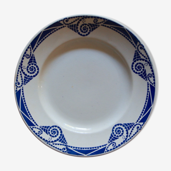 6 assiettes plates motif bleu