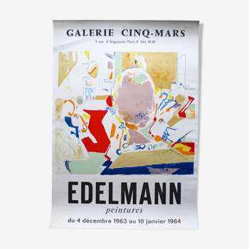 Affiche Exposition Edelmann 1964 Galerie Cinq-Mars