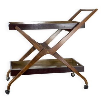 Chariot de bar en bois et formica du milieu du siècle, Italie, années 1950.