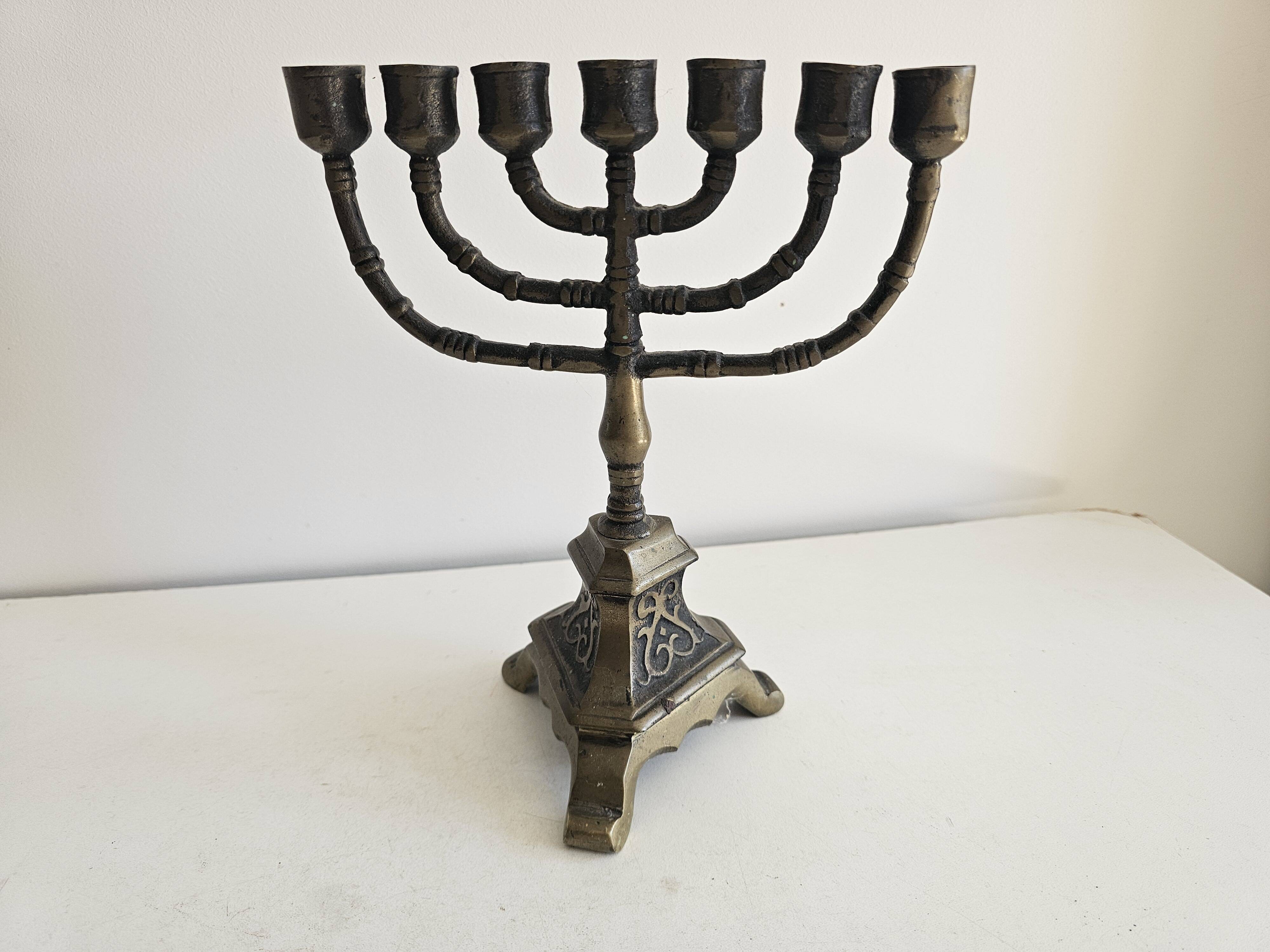 Ancien Chandelier Menorah 7 branches