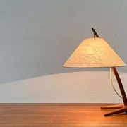 Dornstab table lamp in modern teak from the mid-century by A. Pöll for Kalmar, Vienna, 1950s.