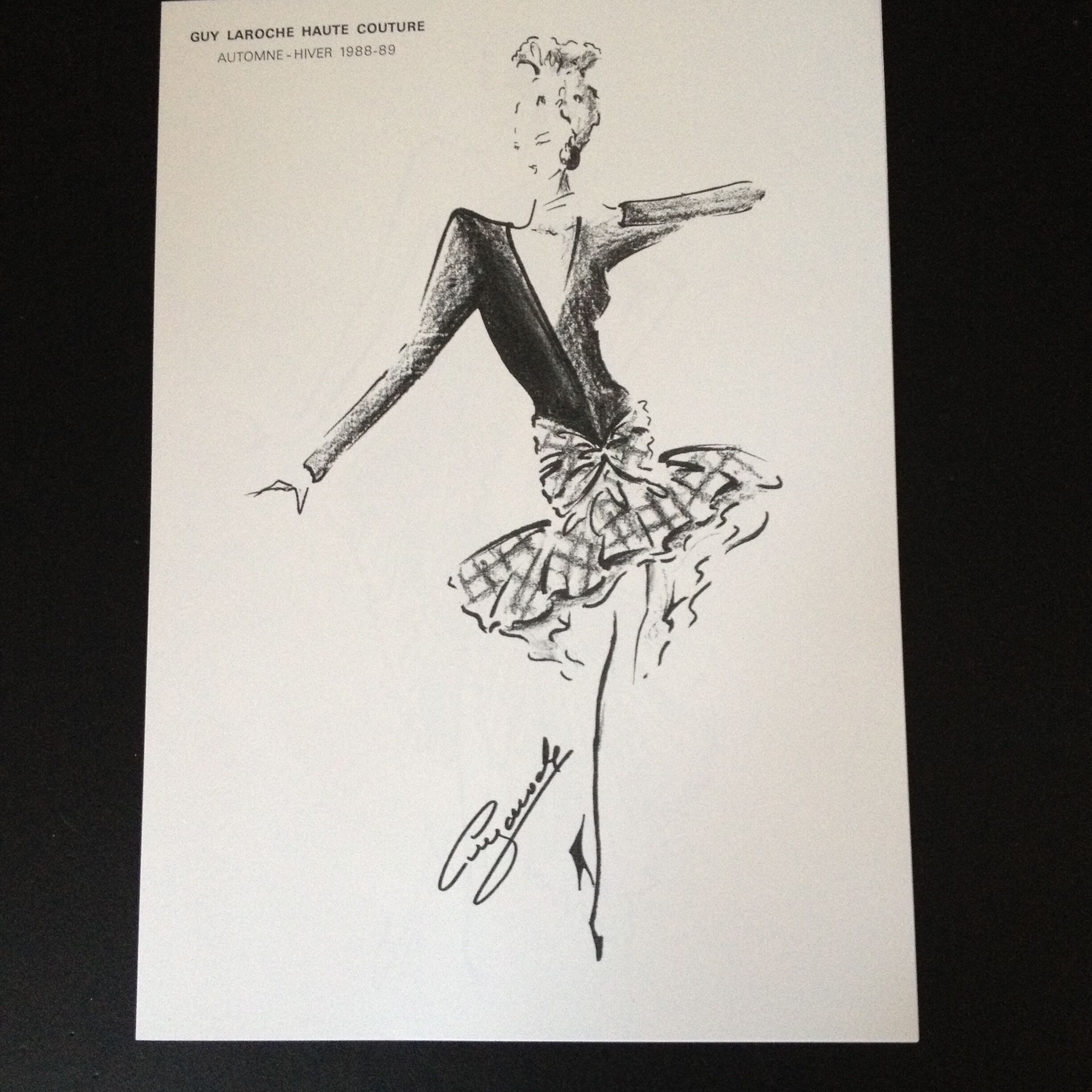 Nice press fashion illustration by Guy Laroche- period - late 80s.