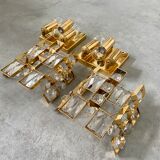 Set of 2 wall lamps gold crystal and brass Palwa Germany 1950