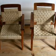 Pair of children's armchairs in rope, attributed to Audoux Minet.