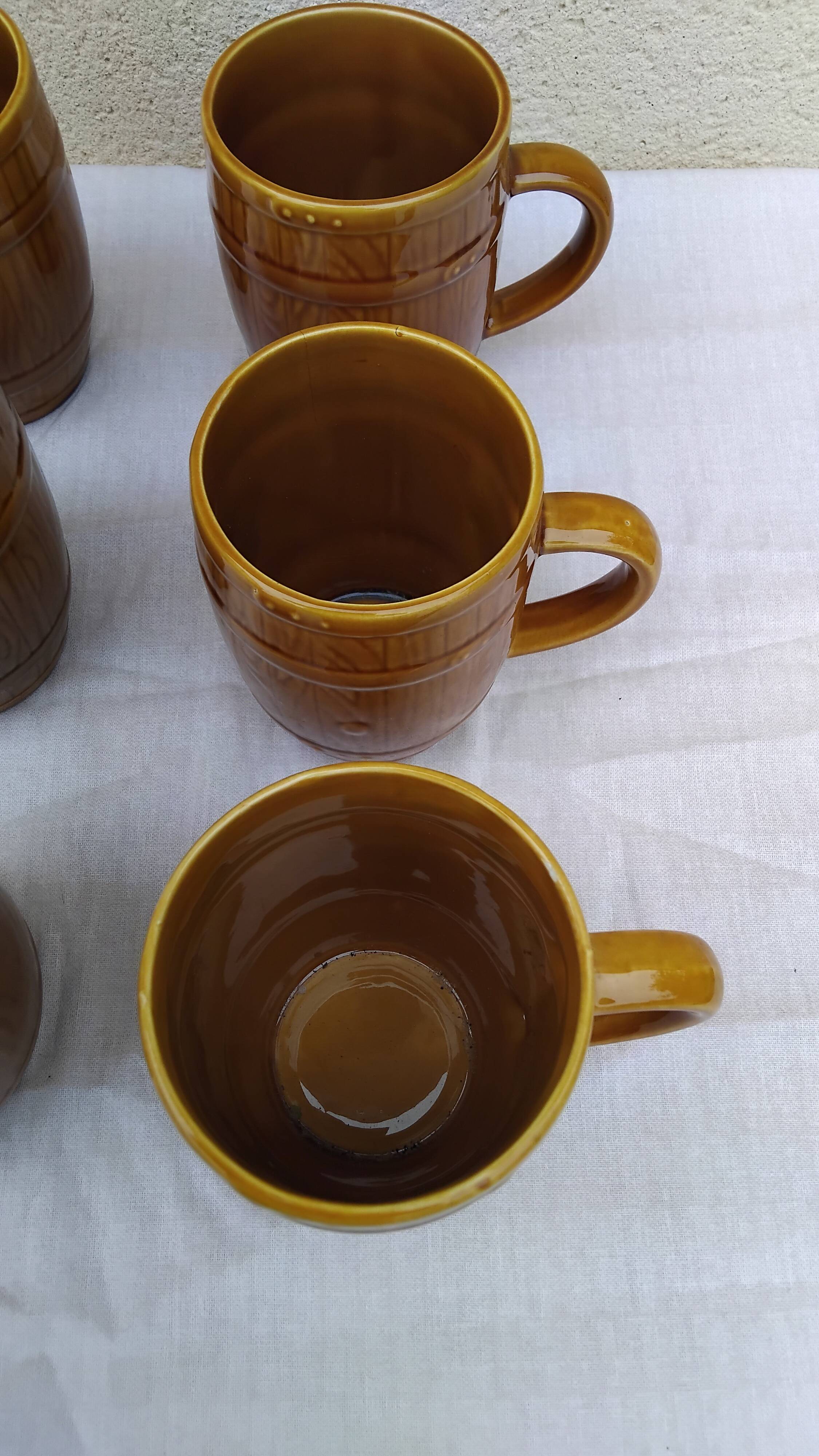 6 chopes bière en faïence de gen