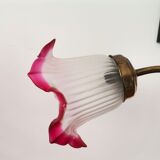Lampe de table Art Nouveau des années 1930 en laiton et verre dépoli