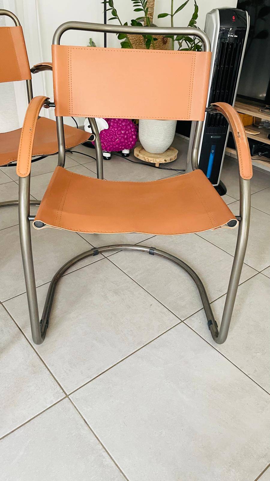 Set of 6 vintage tubular armchairs