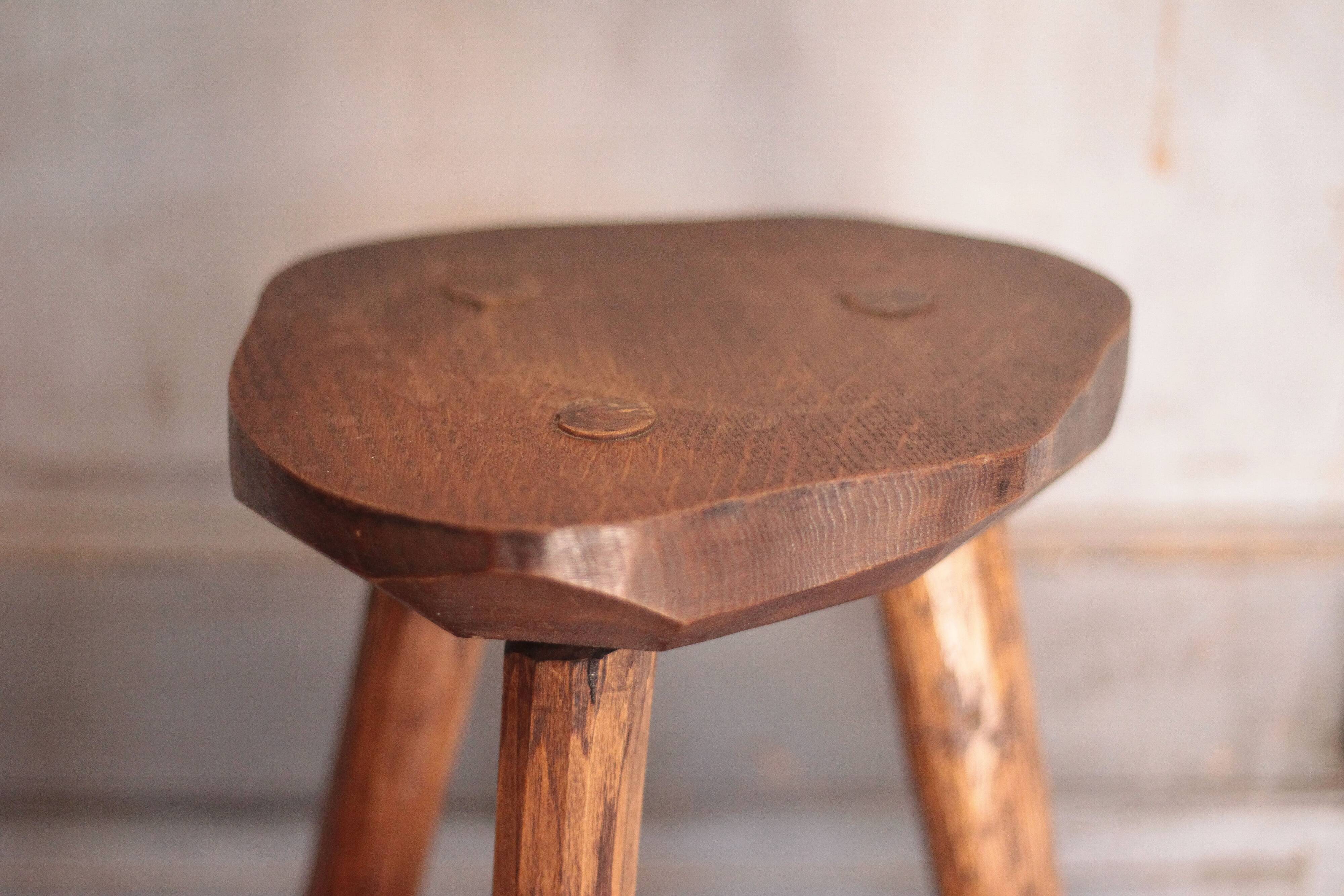 Vintage stool, wooden stool, tripod stool, brutalist, plant holder