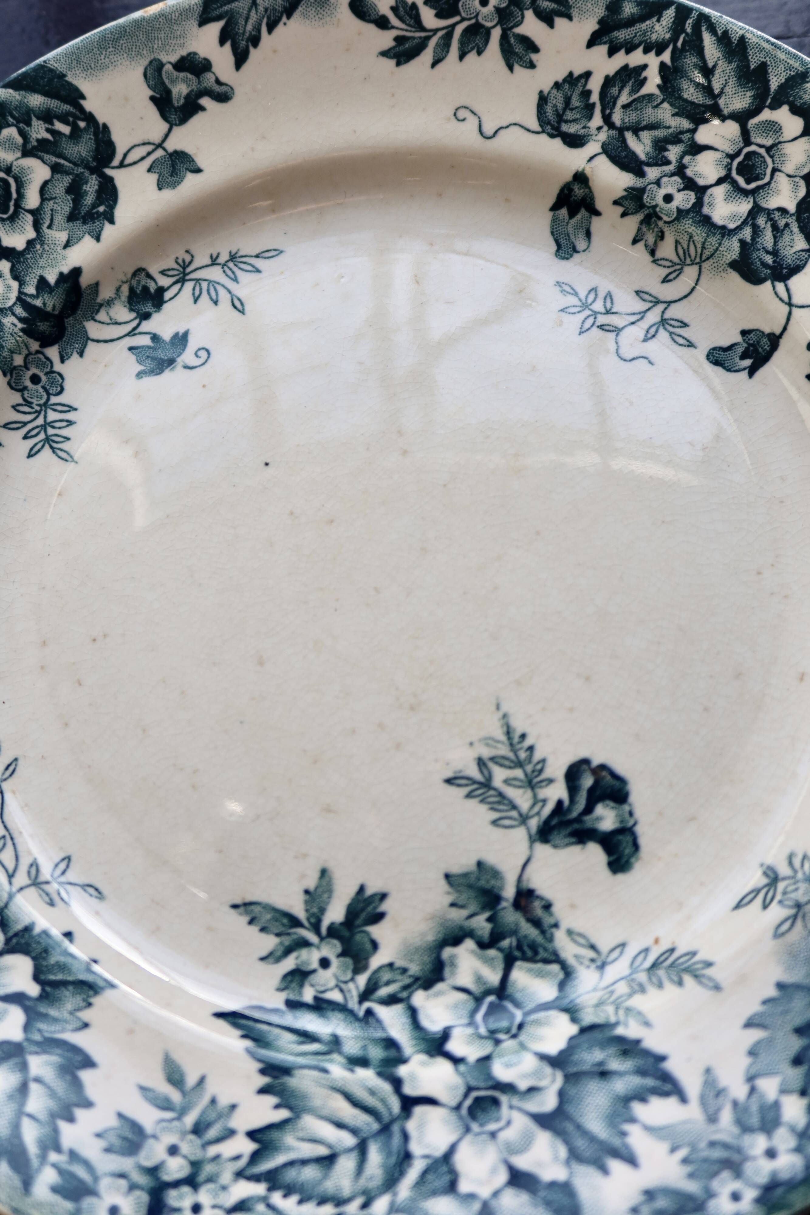 Antique dessert plate, ironstone, Moulin des Loups, Marie Louise.