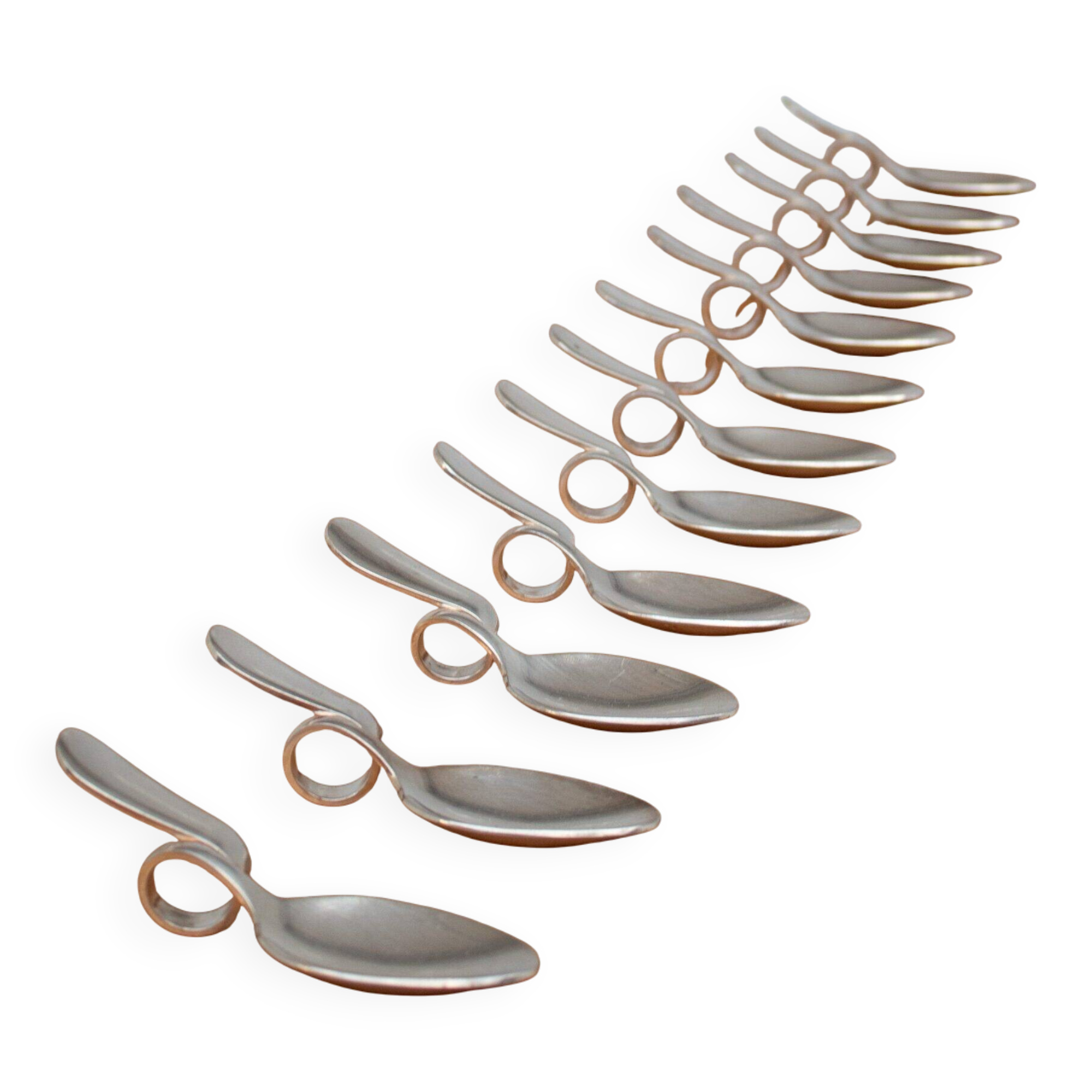 12 cuillères de dégustation en argent de Broggi Milano