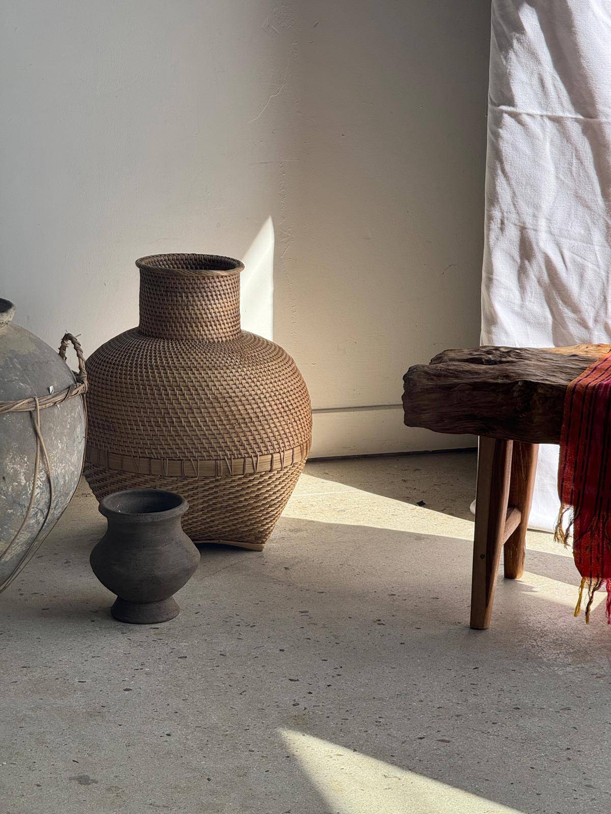 Basket jar in traditional Indonesian wickerwork H48 D40