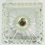 Heavy mid century ice glass wall lamp 1960s 70s sconce hustadt-leuchten