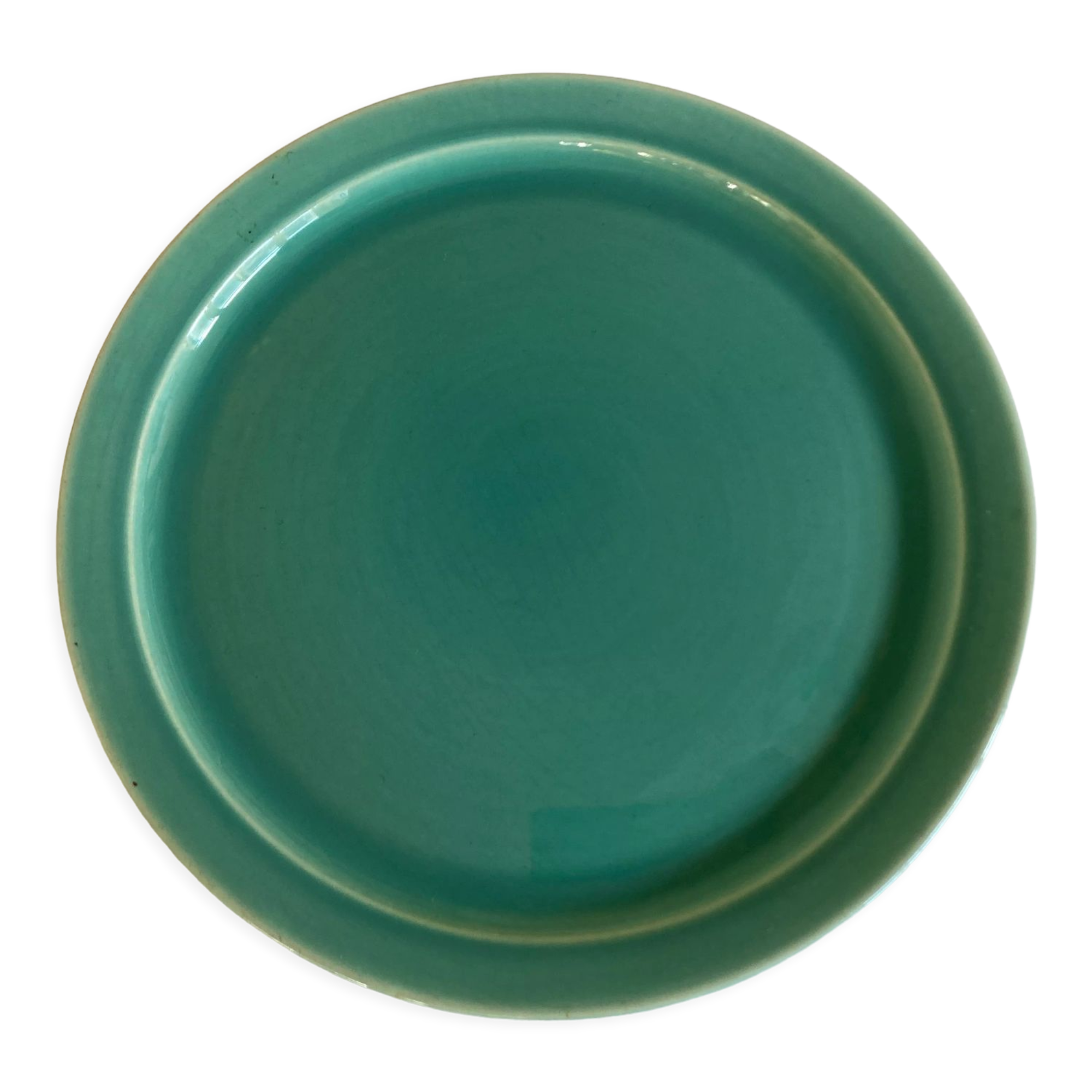 Set of 8 modernist plates in turquoise earthenware 1950 Villeroy and Boch