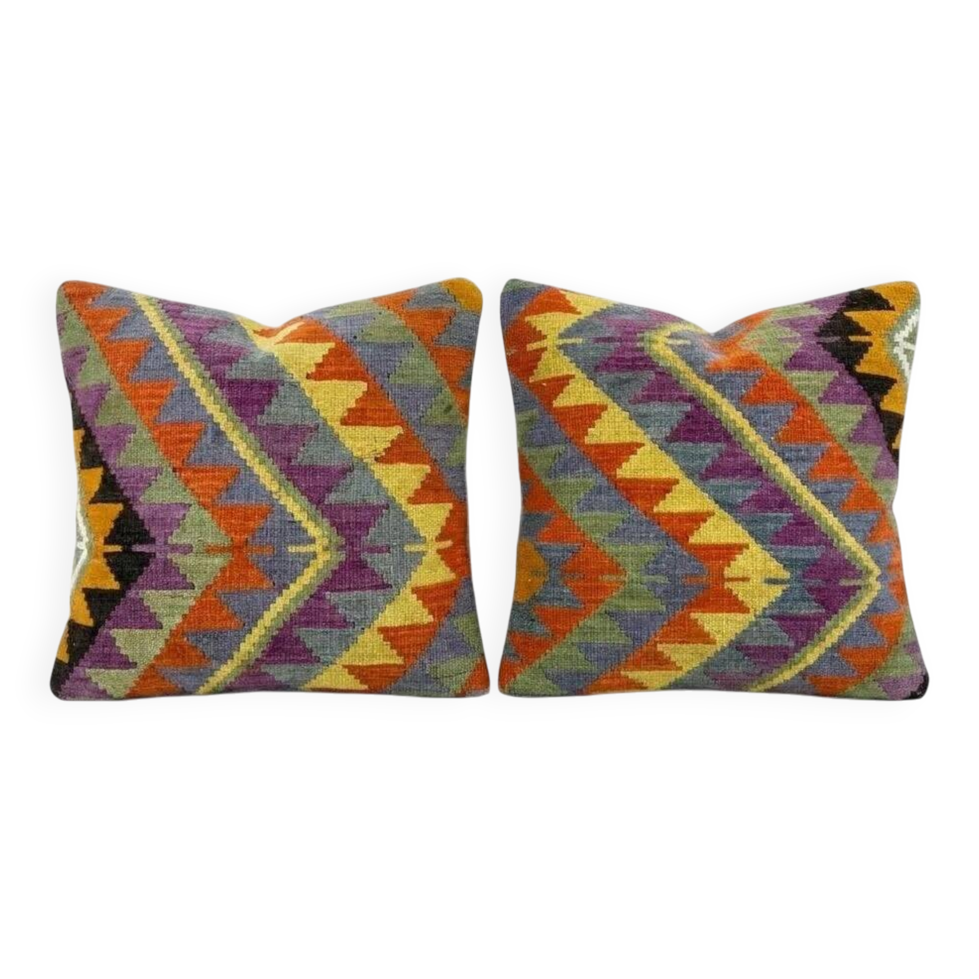 Set of 2 vintage kilim cushion covers 61x61 cm