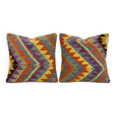 Set of 2 vintage kilim cushion covers 61x61 cm
