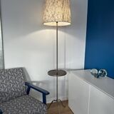 Floor lamp with vintage wool and brass shelf