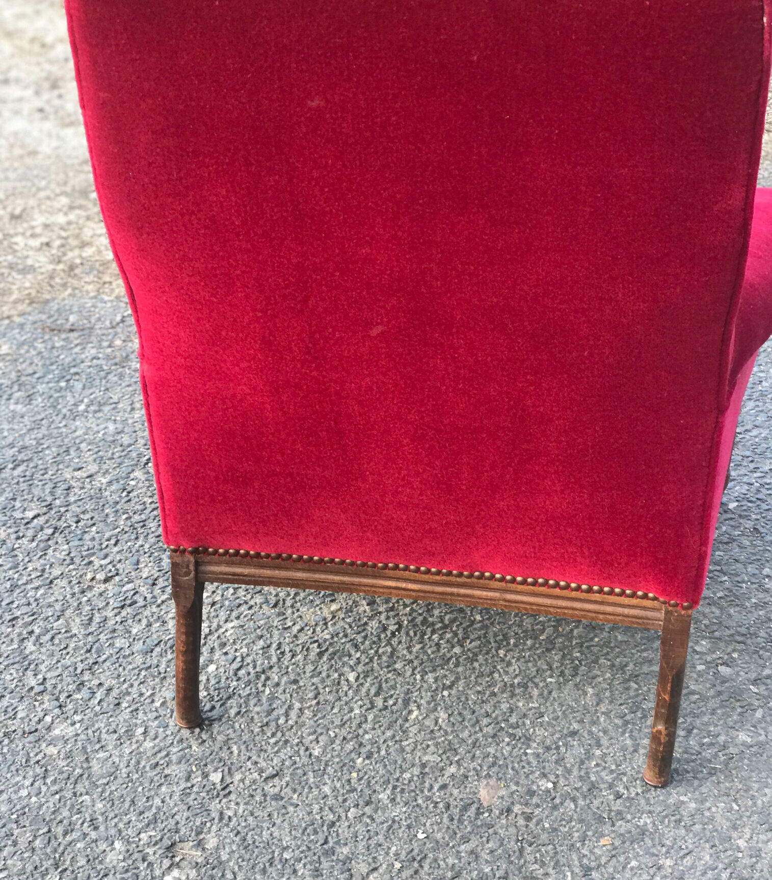 Red velvet English armchair