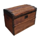 Coffre bombé en bois et métal
