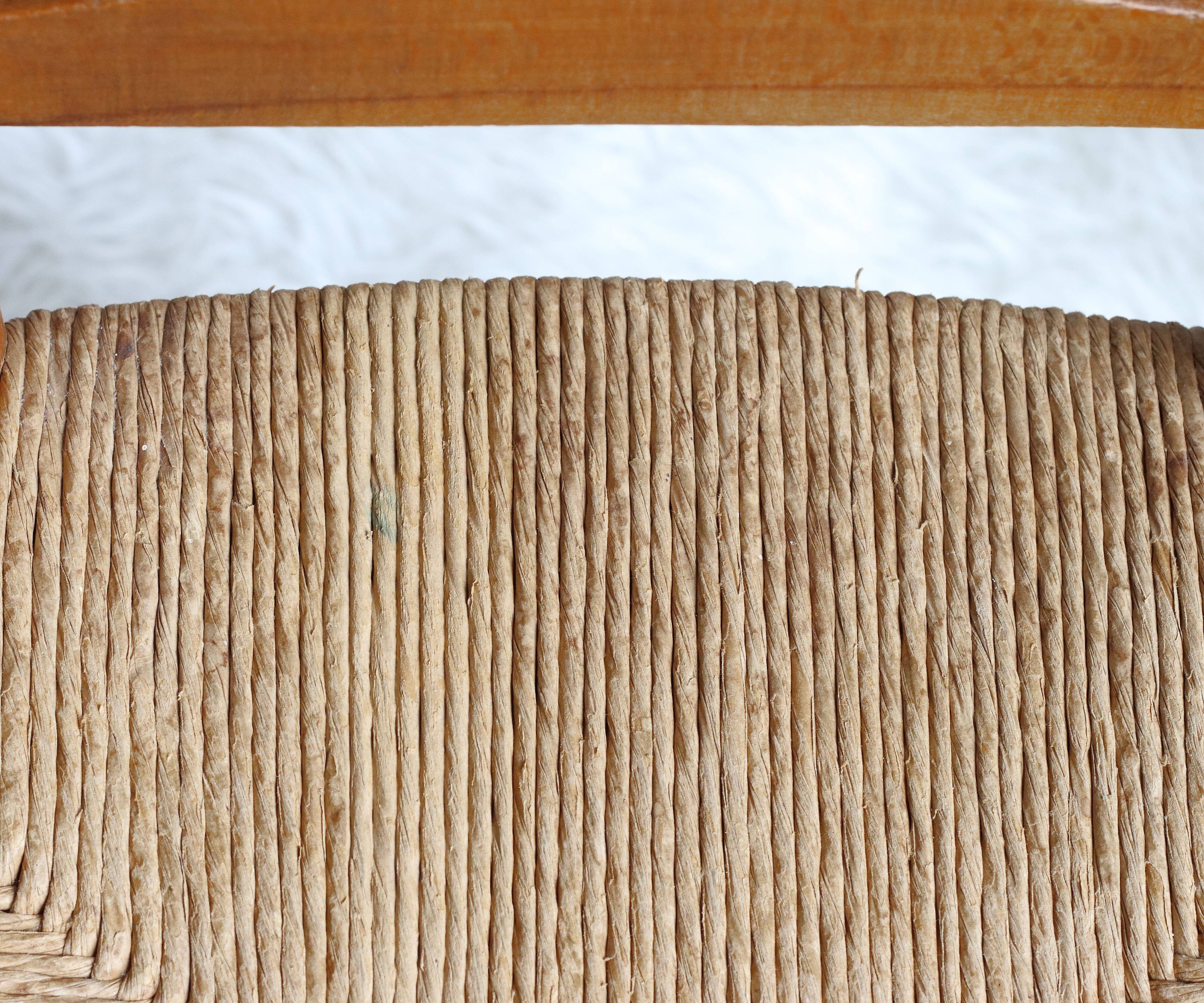Set of six 1950s chairs in solid wood and straw