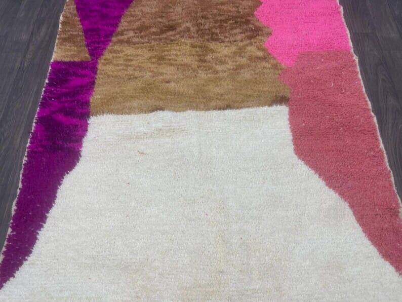 Tapis en laine pure naturelle à motifs colorés taille 150 x 250 cm