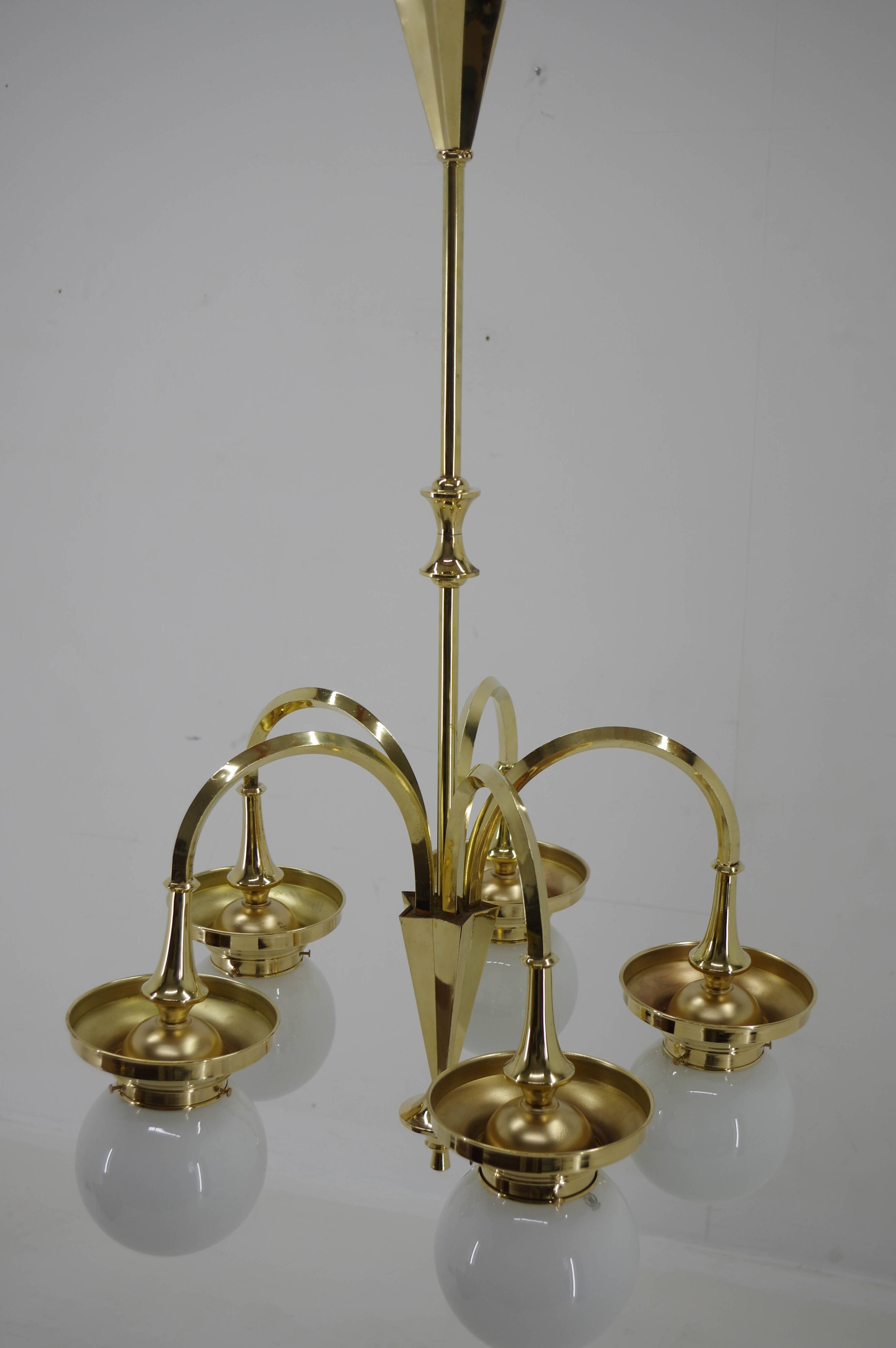 Art Deco Large Chandelier, 1920s, Restored