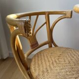 Vintage rattan and bamboo “head to head” table