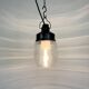 Industrial Bakelite Pendant Light with Ribbed Glass, 1970s