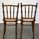 Set of 4 very charming antique Thonet bistro chairs with new matte seats