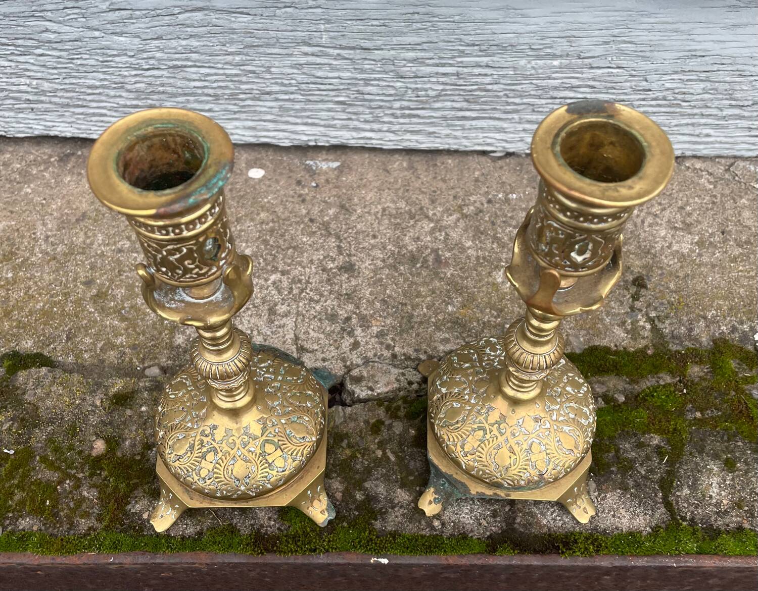 Old pair of candlesticks
